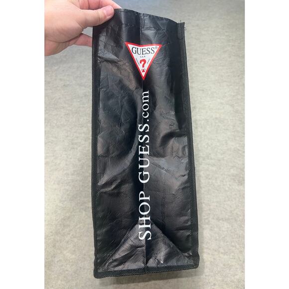 GUESS Reusable Tote Bag Maya Brynne Norman Black White Red Logo 15x15.5x6 - Picture 4 of 7